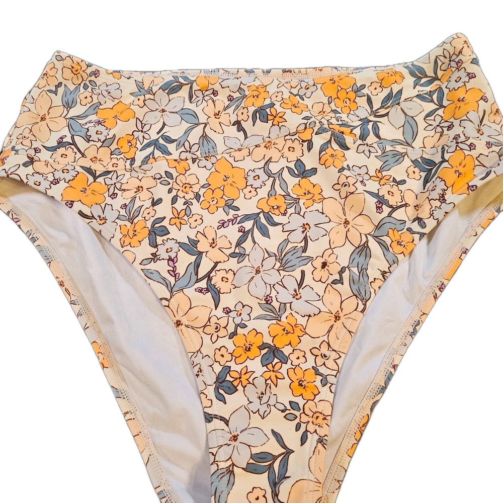 Cupshe Women's Swimsuit SZ M Tummy Control High-Waisted Floral Bikini Bottom